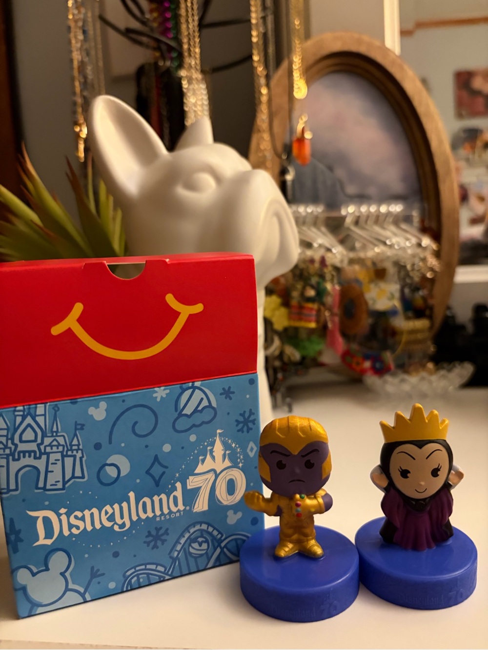 Disneyland 70th Anniversary Happy Meal Box & Figure Set 11 Thanos and Evil Queen